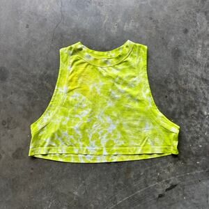 Lululemon All Yours Cropped Cotton Tank Top Women's 4 Marmoleado Tie Dye Yellow